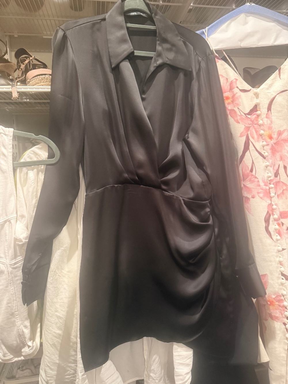 Zara Black satin dress size M